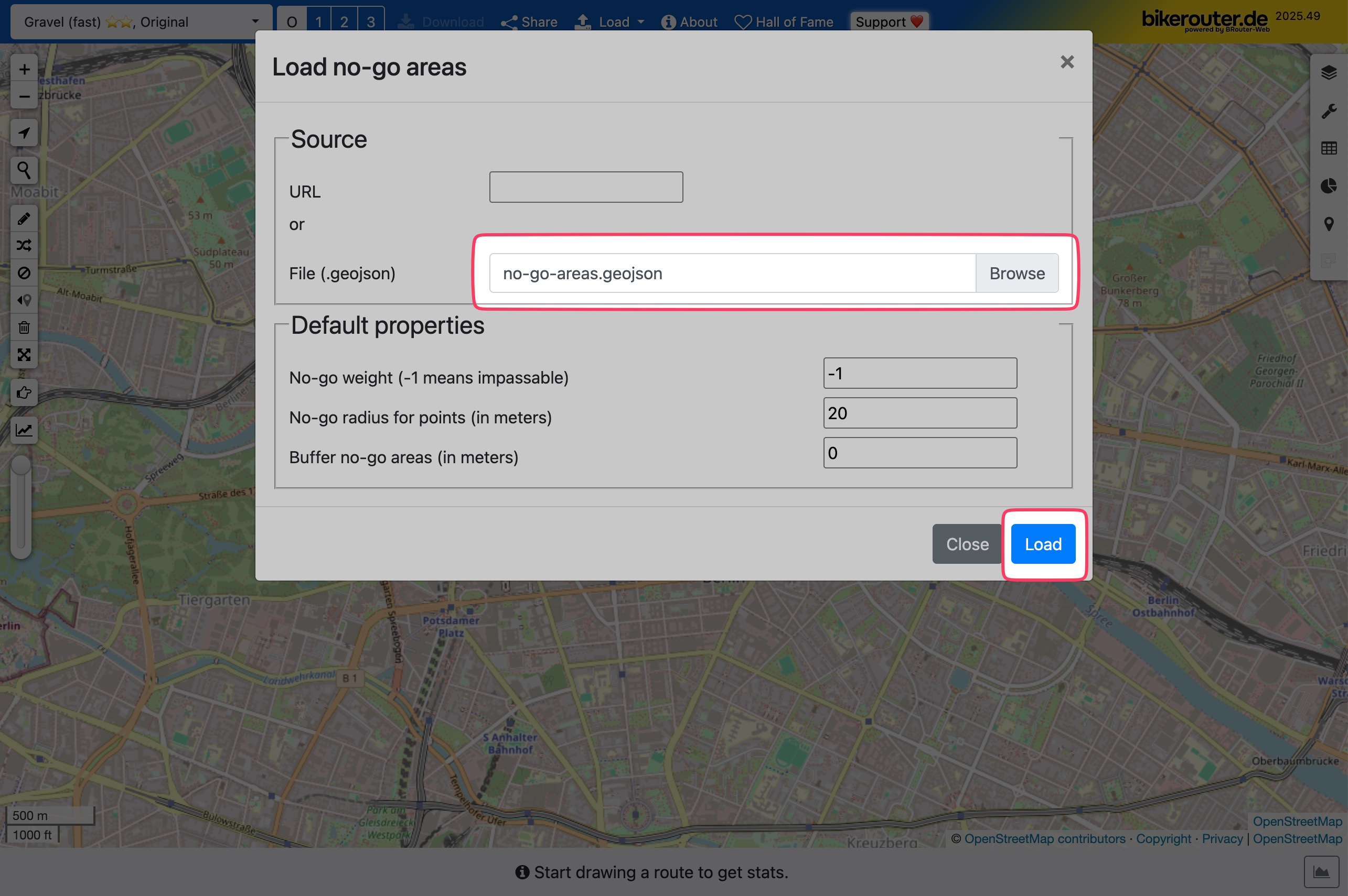 “Load No-Go Areas” dialog