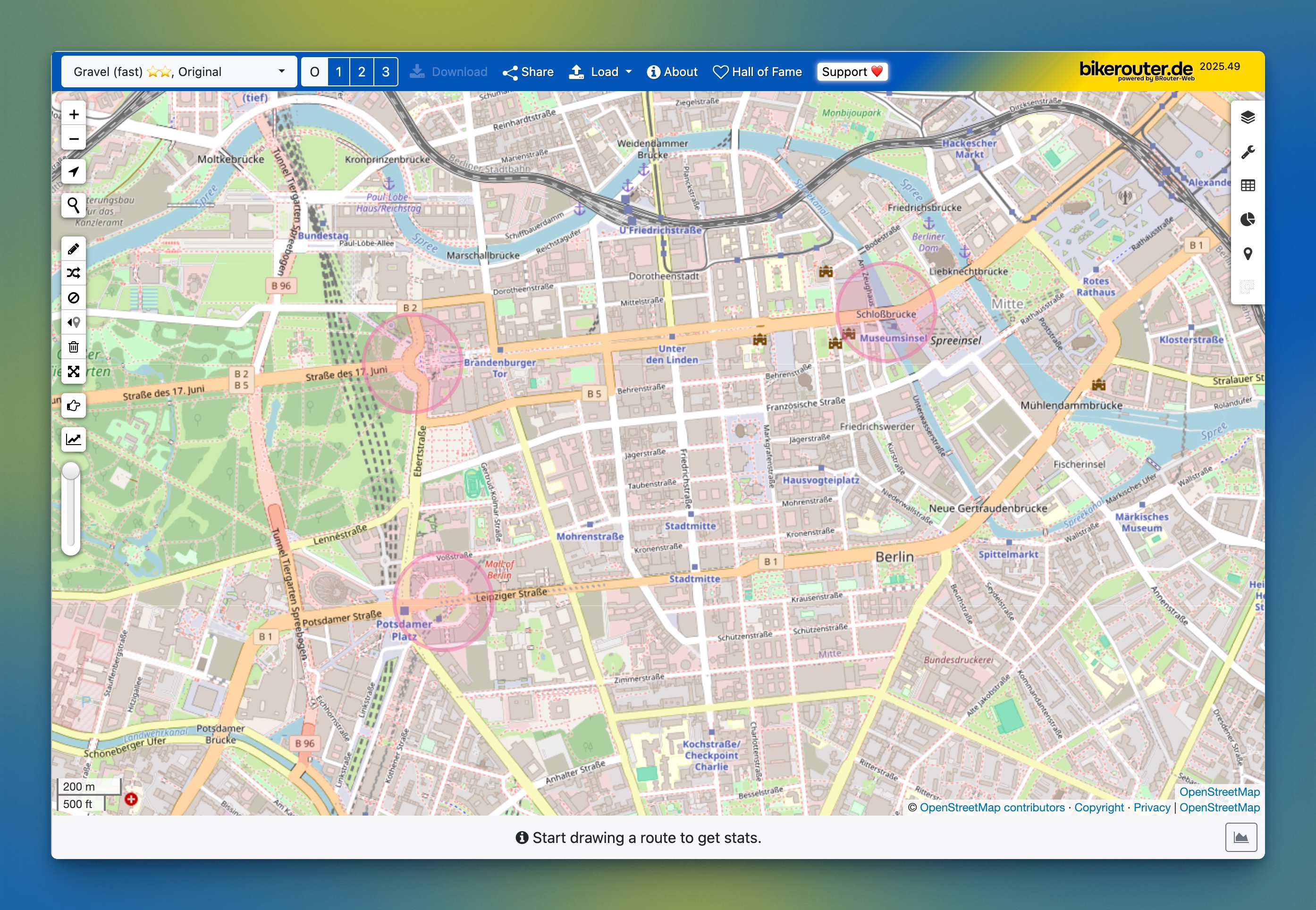 No-Go Areas, created from points with a given radius